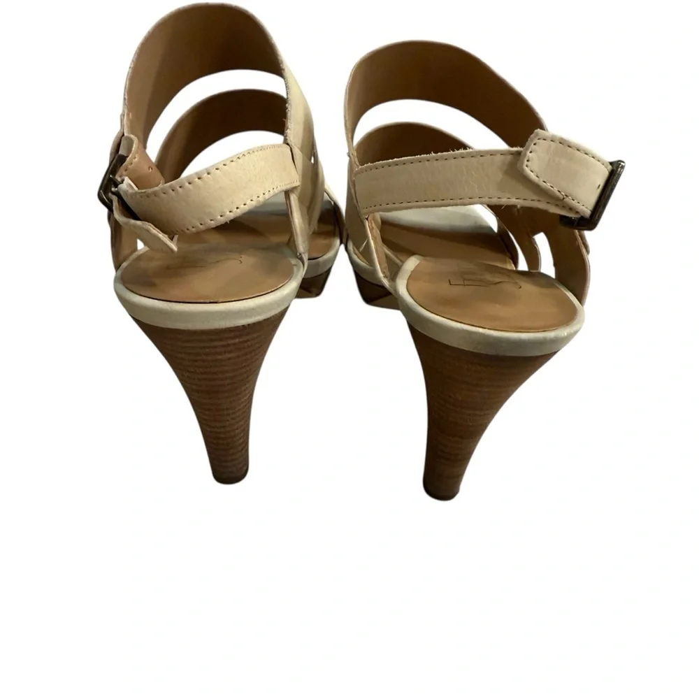 Franco Sarto Elegant Cream Nubuck Leather Platform Strappy Heels Size 8.5 - Picture 4 of 7